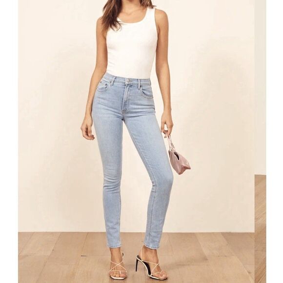 Reformation Light Blue Skinny Jeans - Picture 1 of 9